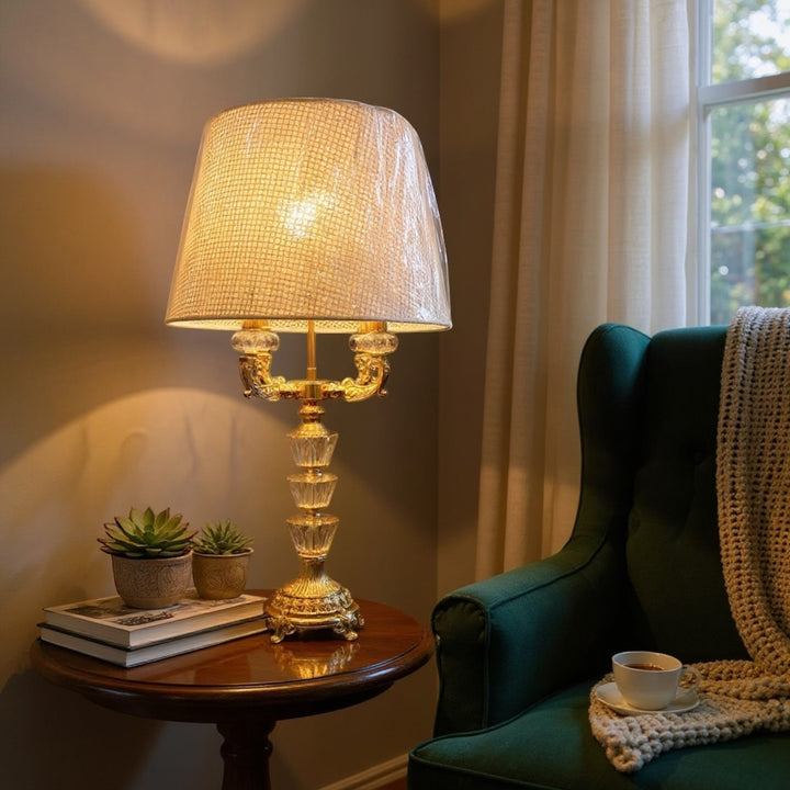 Antique Rose-Gold Crystal Accent Table  Lamp