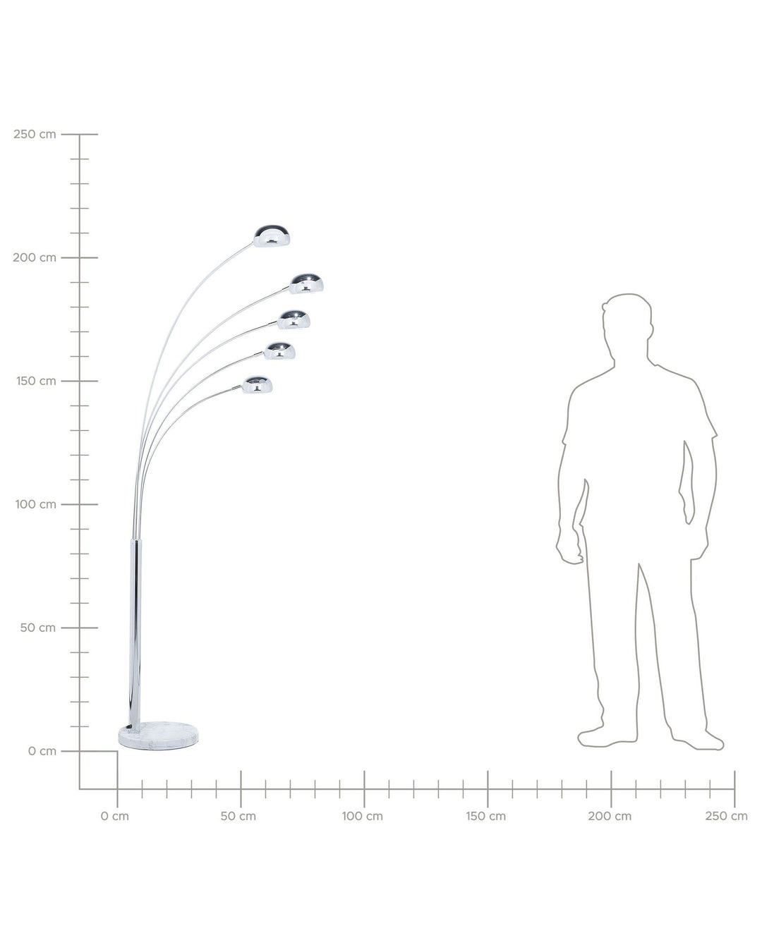 Silver Radiant Cascade 5-Arcs Floor Lamp
