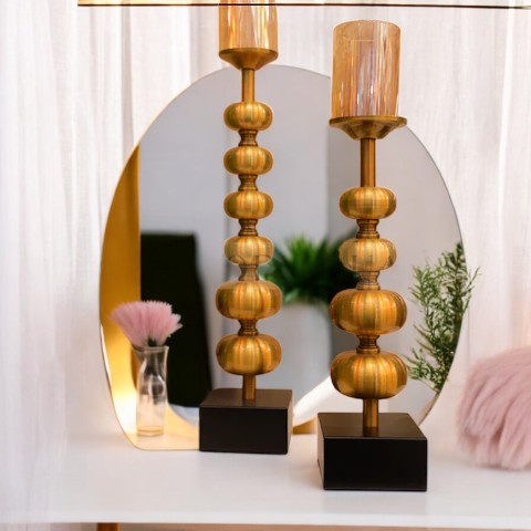 Golden Sphere Elegance Candleholder Set