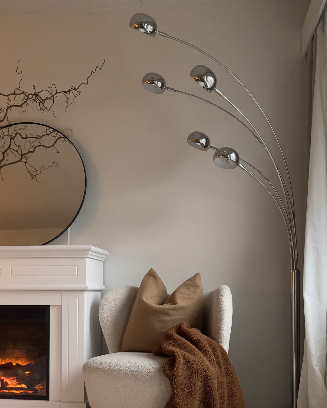 Silver Radiant Cascade 5-Arcs Floor Lamp