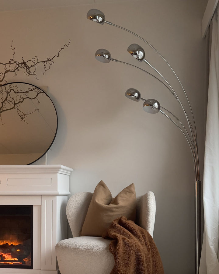 Silver Radiant Cascade 5-Arcs Floor Lamp