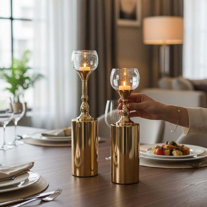 Metal Pillar Candle Holder Set