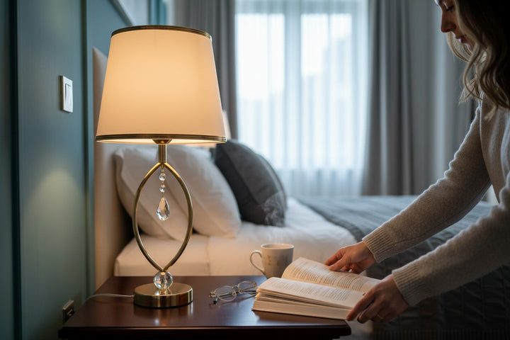 Luxe Metallic Crystal Lamp
