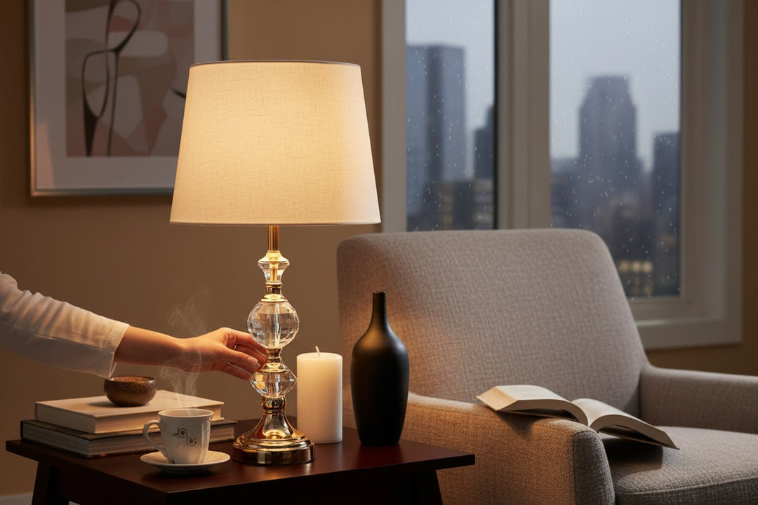 Elandra Curved Brass Table Lamp