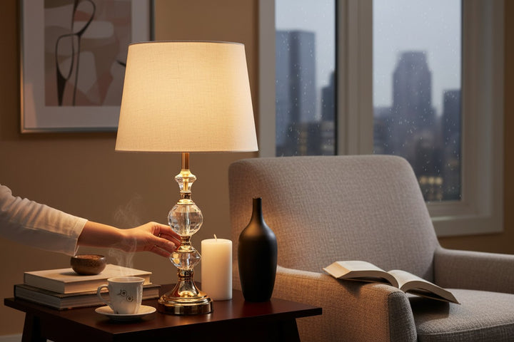 Elandra Curved Brass Table Lamp