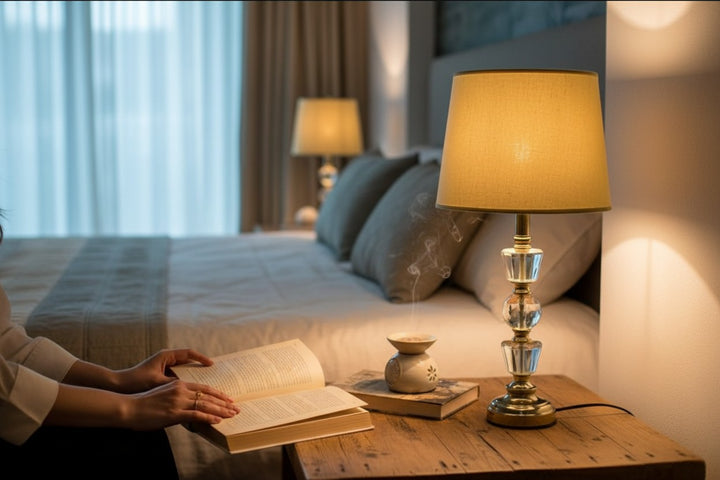 Serin Slimline Brass Crystal Side Table Lamp