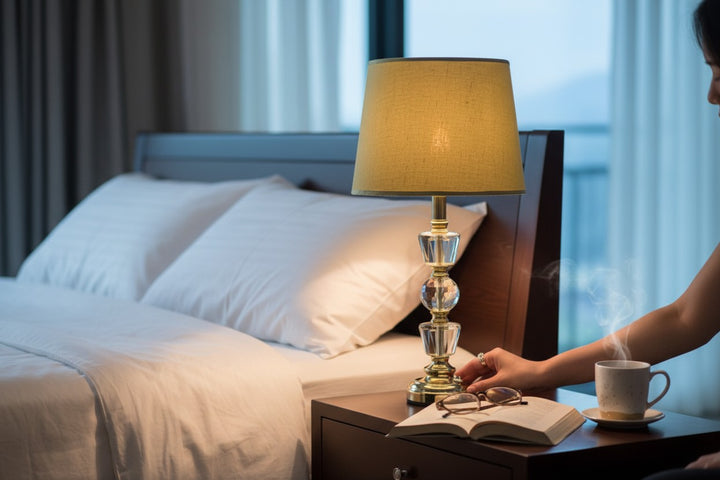 Serin Slimline Brass Crystal Side Table Lamp