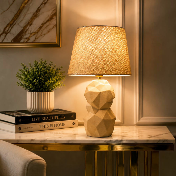 Modern Faceted Ceramic Table Lamp - Room Decor