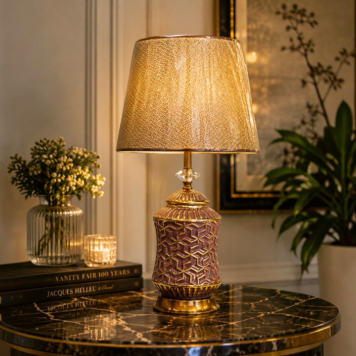 Antique Gold Geometric Table Lamp