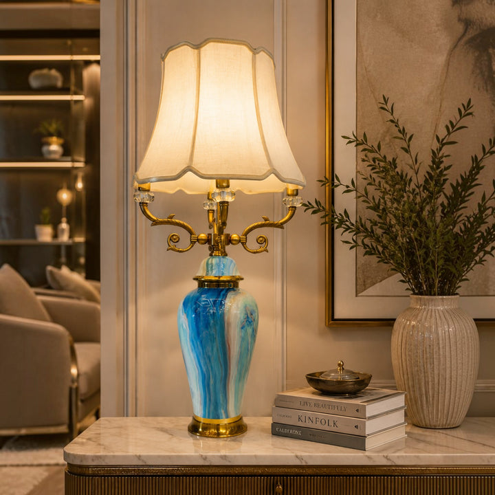 Royal Blue Chinese Porcelain Luxury Table Lamp