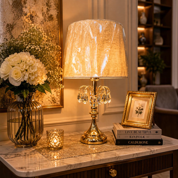 Sophisticated Gold Crystal Accent Table Lamp