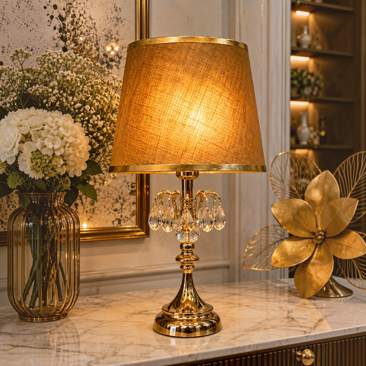 Sophisticated Gold Crystal Accent Table Lamp