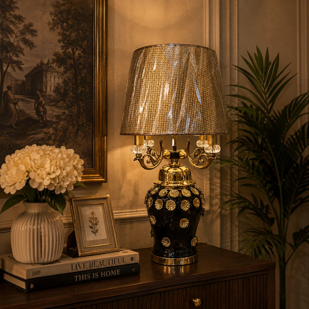Luxury Black-Gold Heavy Porcelain Table Lamp