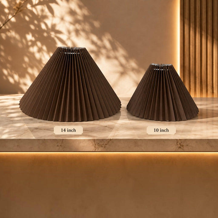 Dark Brown Pleated Lampshade Pair