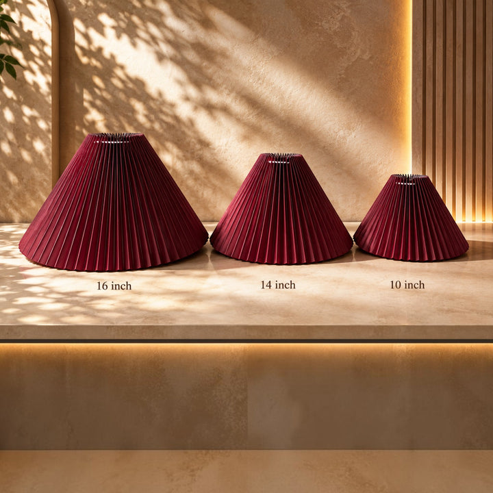 Burgundy Pleated Lampshade Pair