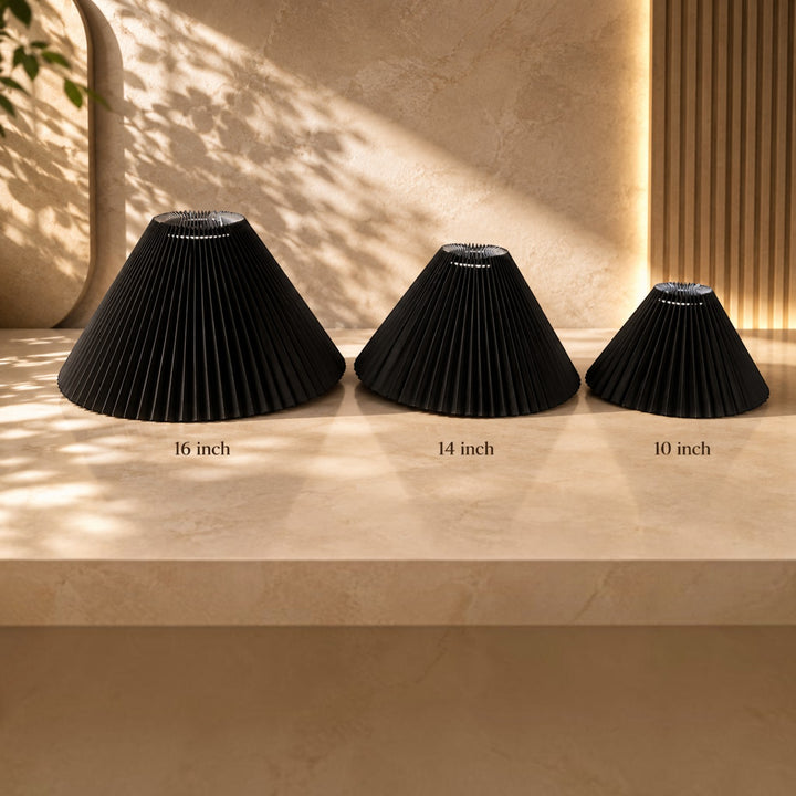 Black Pleated Lampshade Pair