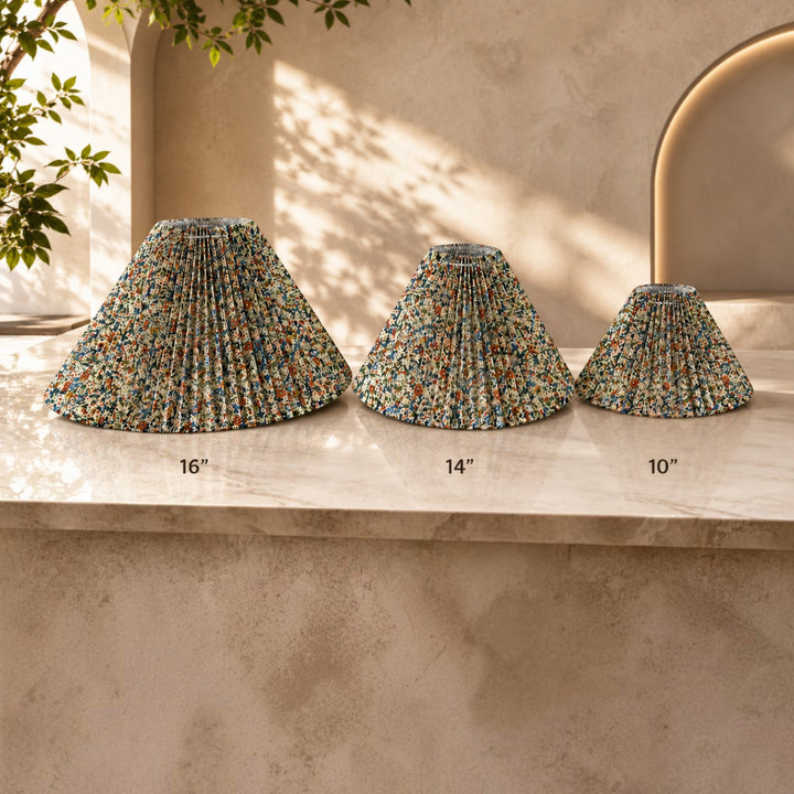 Multicolor Pleated Lampshade Pair