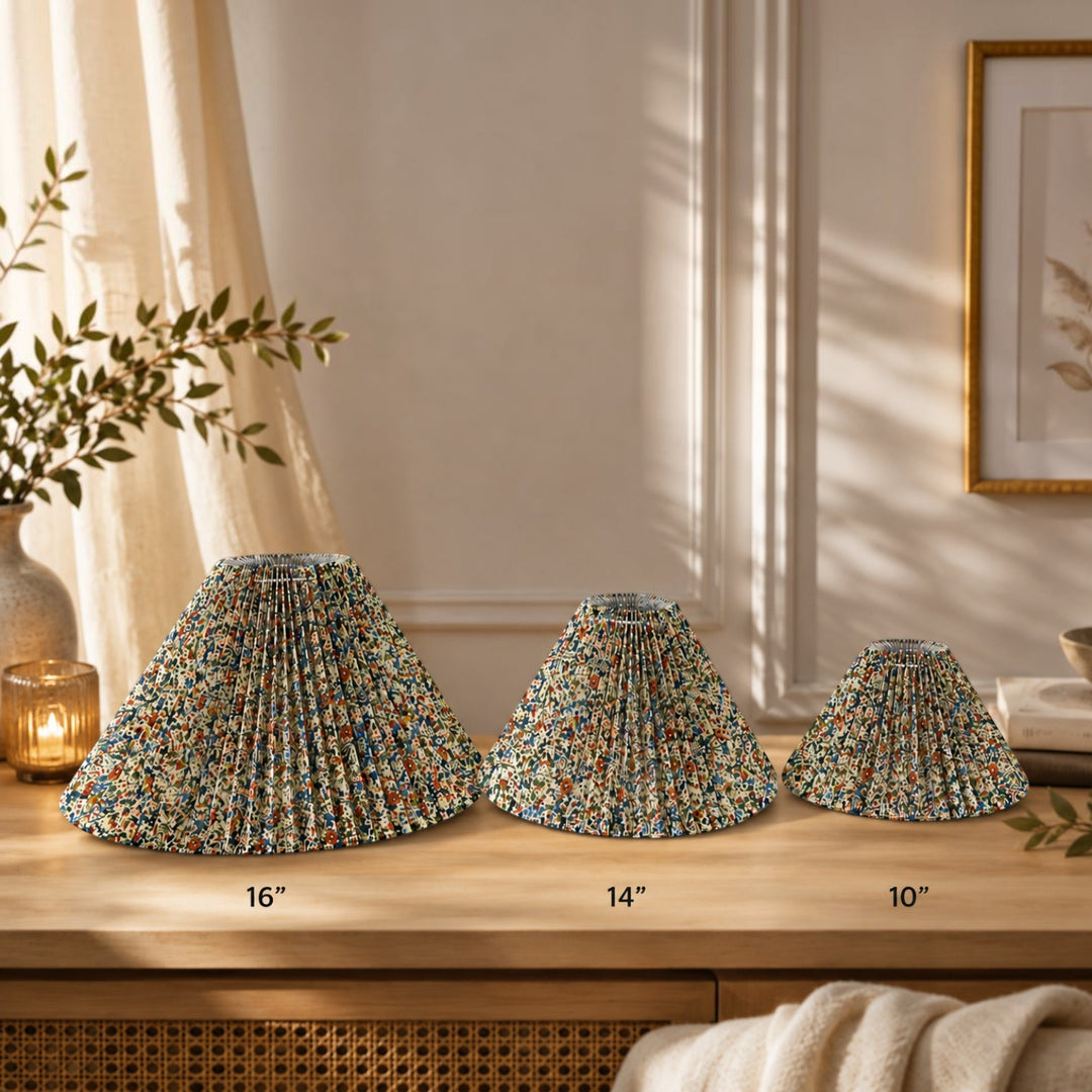 Multicolor Pleated Lampshade Pair
