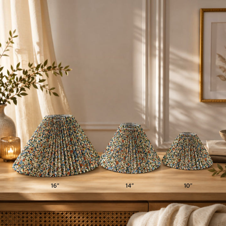 Multicolor Pleated Lampshade Pair