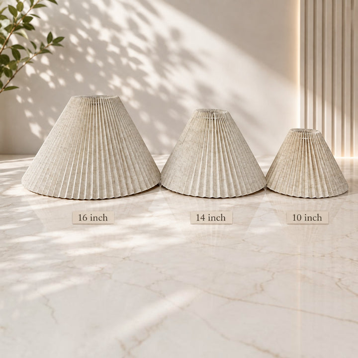Natural Pleated Linen Lampshade Pair