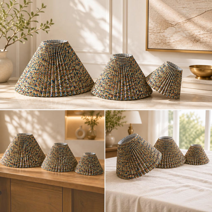 Multicolor Pleated Lampshade Pair