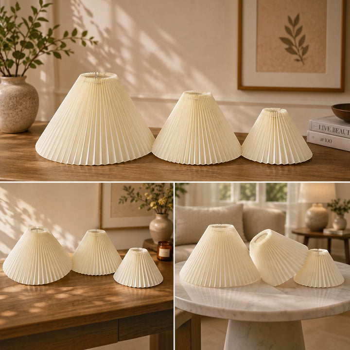 Ivory Pleated Lampshade Pair