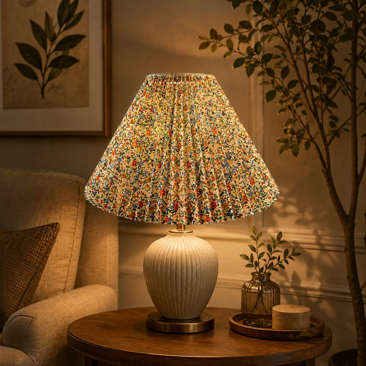 Multicolor Pleated Lampshade Pair