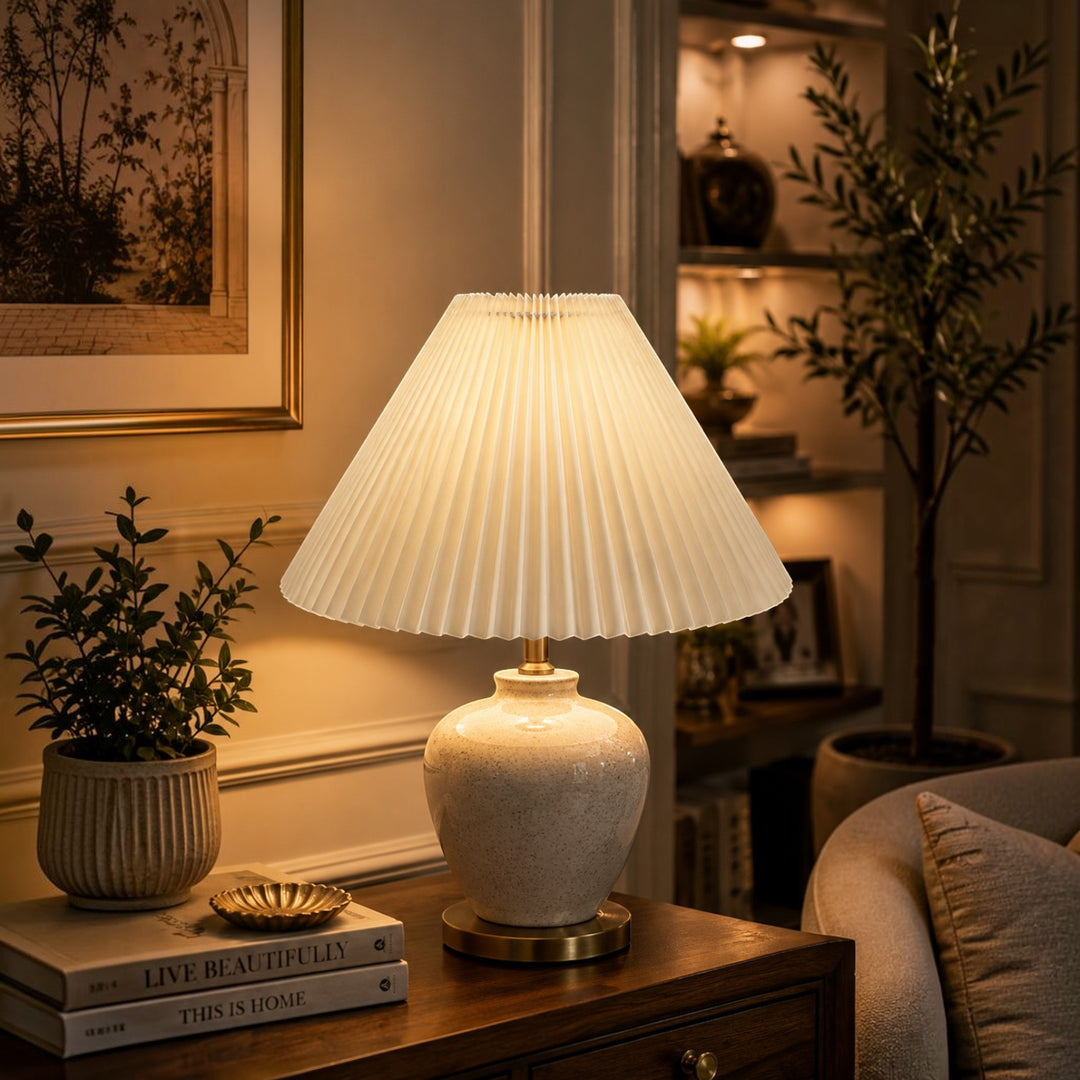 Ivory Pleated Lampshade Pair