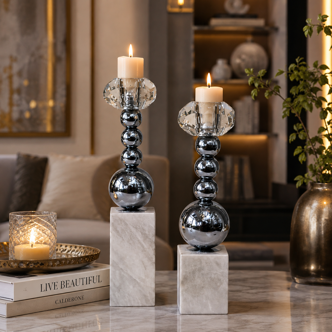 Elysian Glow Marbel Candle Holders
