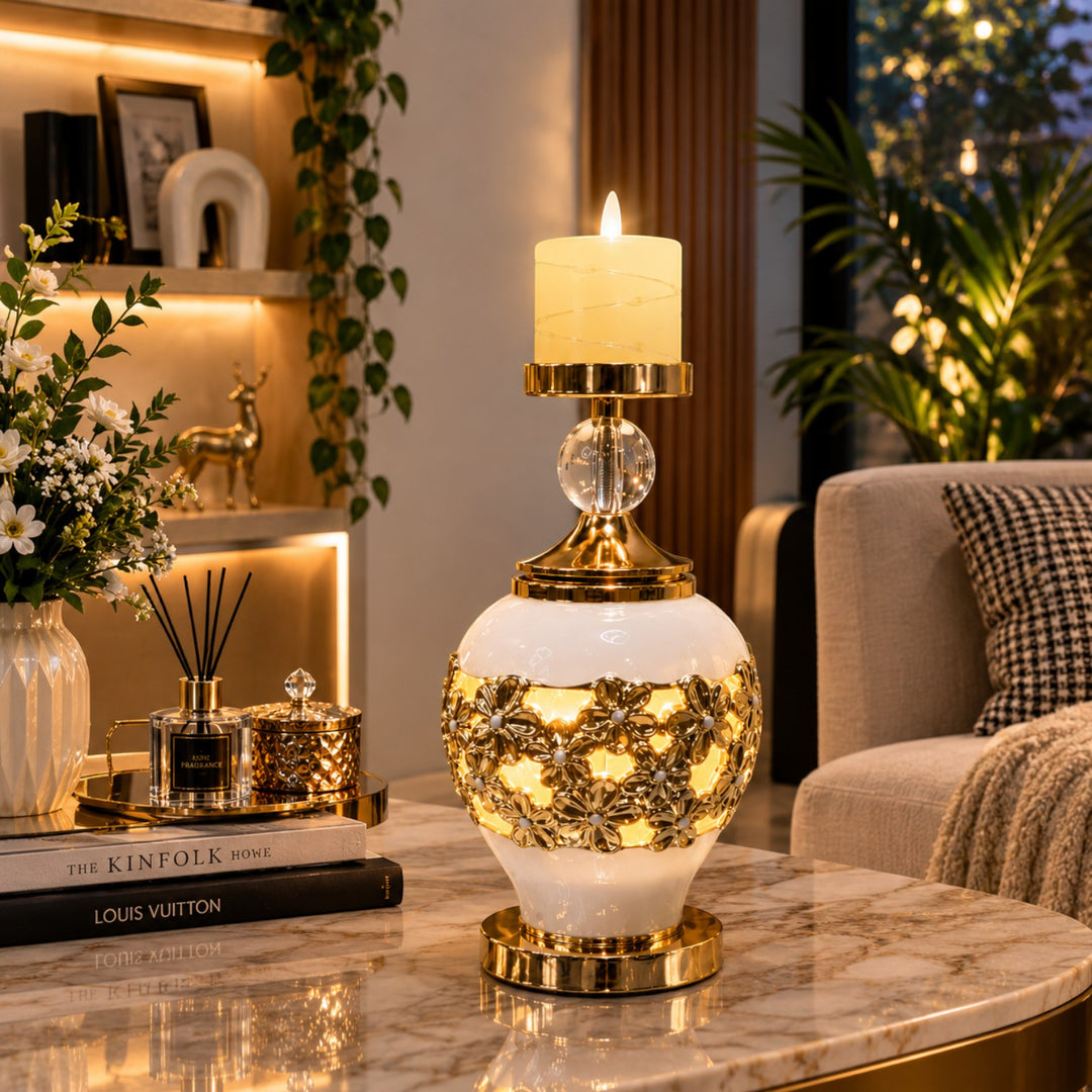 2-in-1 Ceramic Candle Lamp