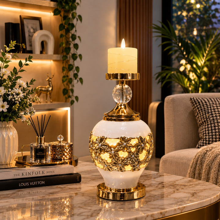 2-in-1 Ceramic Candle Lamp