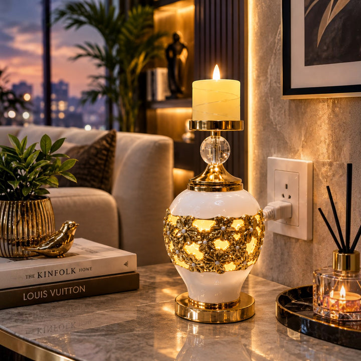 2-in-1 Ceramic Candle Lamp
