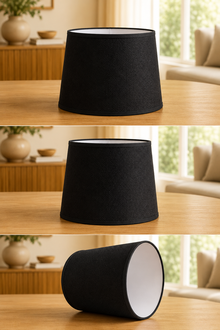 Black Linen Fabric Lampshade pair