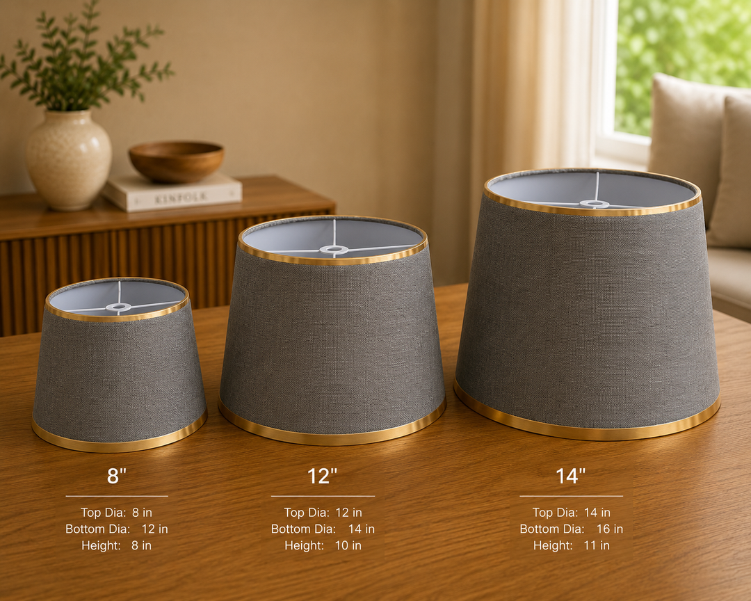 Minimalist Grey Fabric Lampshade Pair