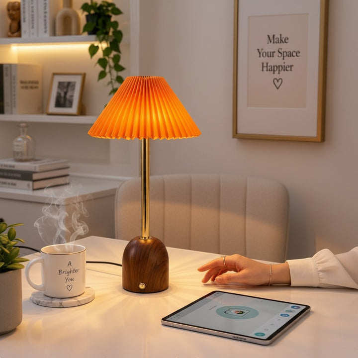Rechargeable Pleated LED Table Lamp (Pair) - 2 Designs