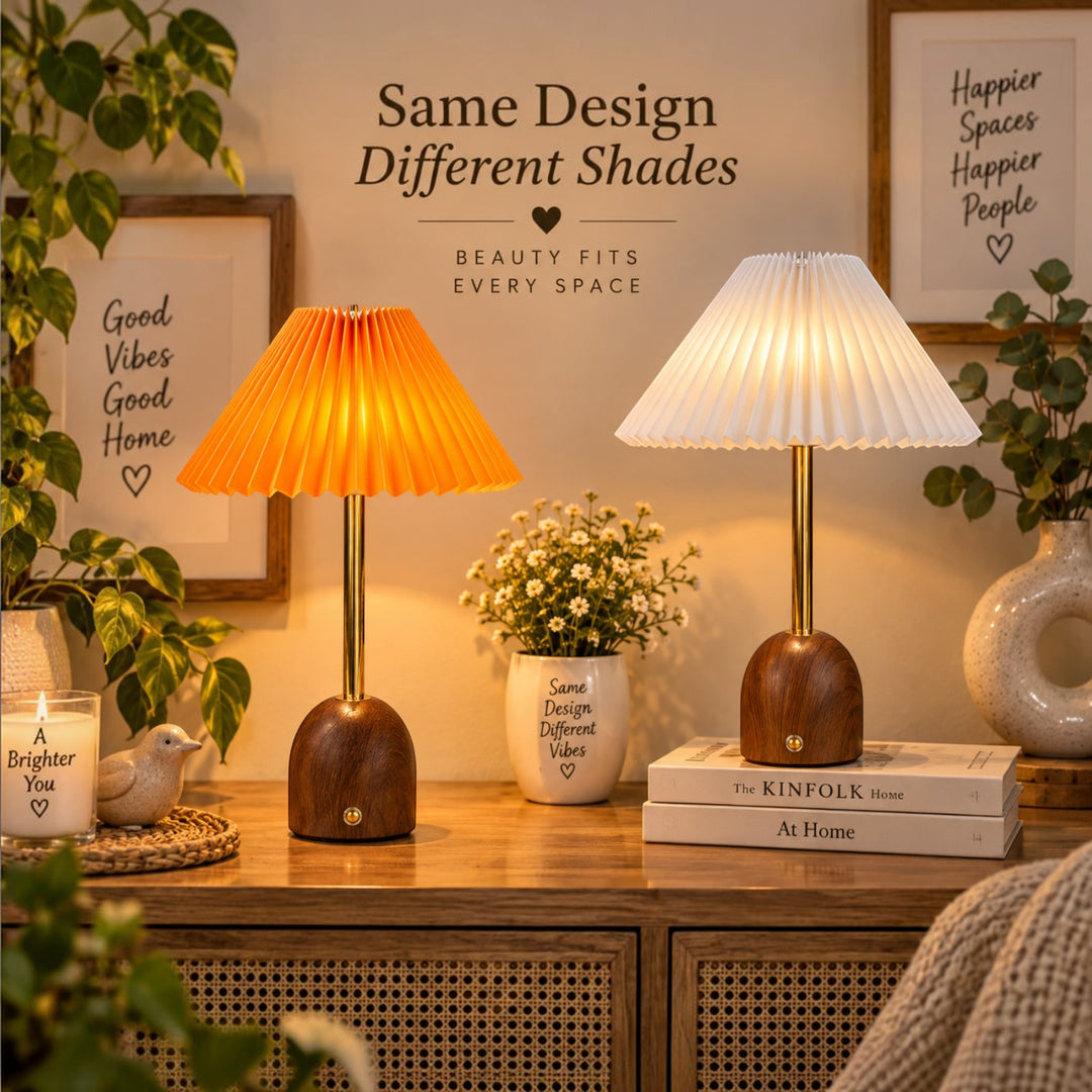 Rechargeable Pleated LED Table Lamp (Pair) - 2 Designs
