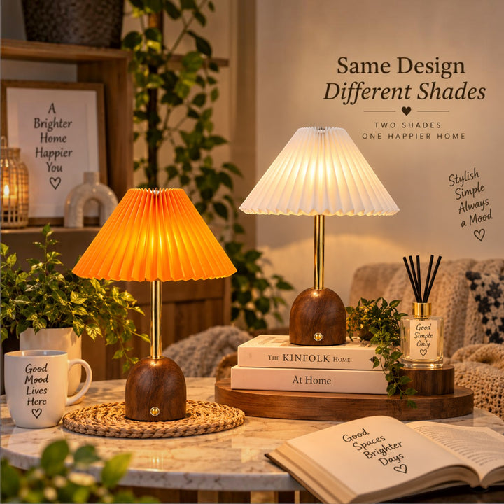 Rechargeable Pleated LED Table Lamp (Pair) - 2 Designs