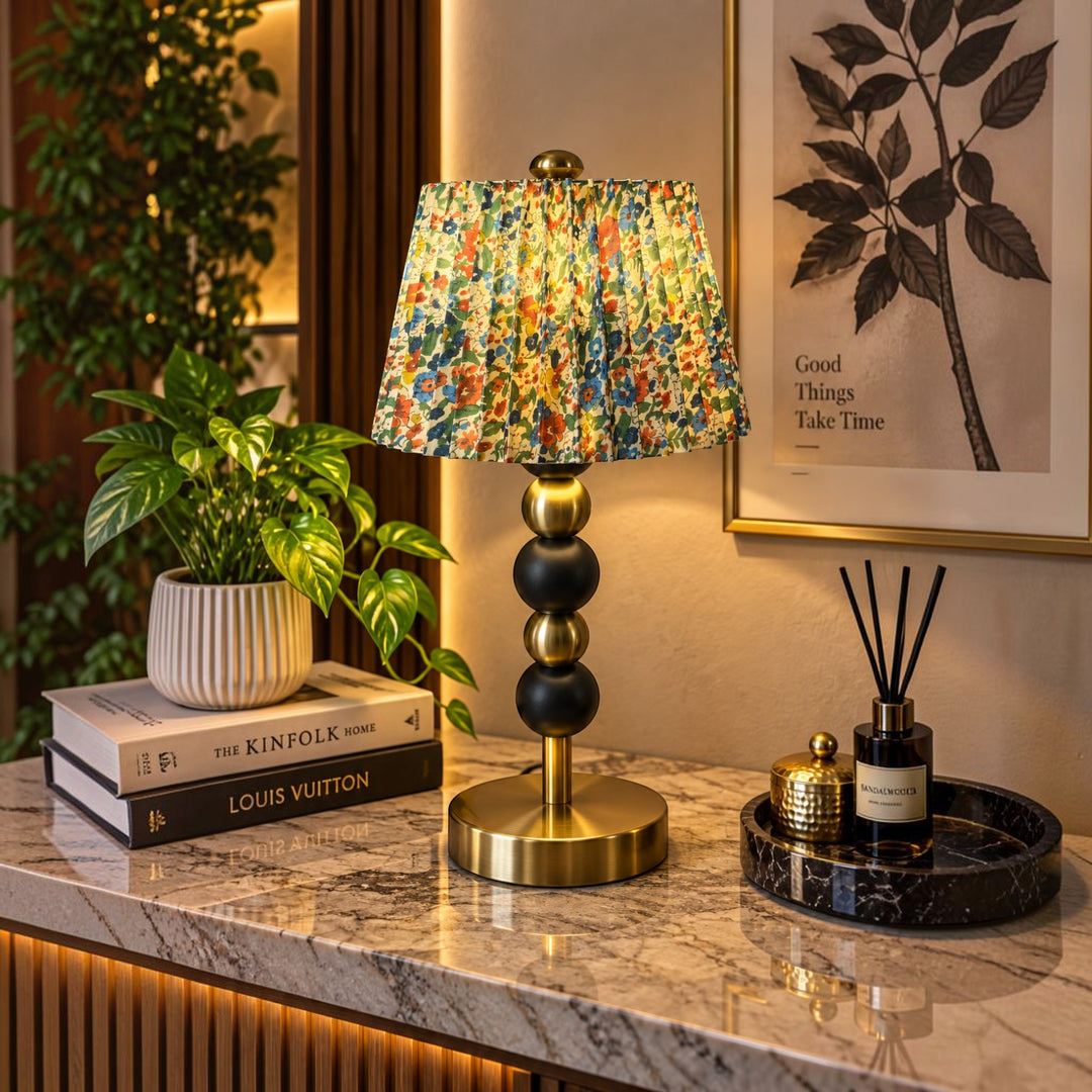 Elegant Gold & Black Touch Table Lamp – Linen or Pleated Shade (Pair)