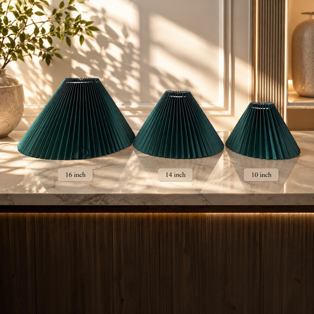 Dark Teal Pleated Lampshade Pair