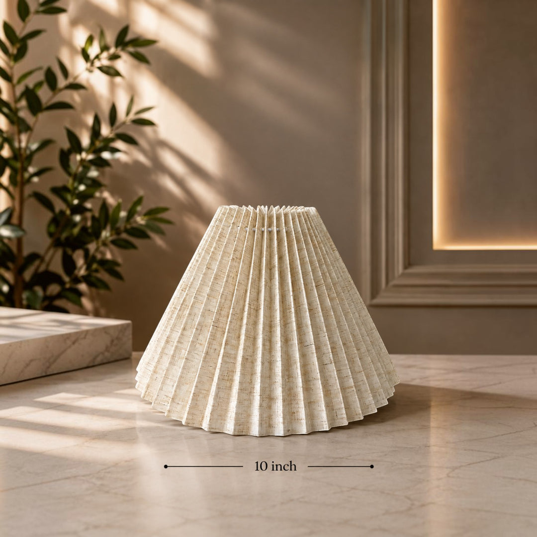 Natural Pleated Linen Lampshade Pair