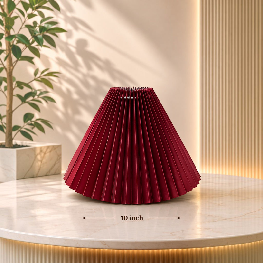 Burgundy Pleated Lampshade Pair