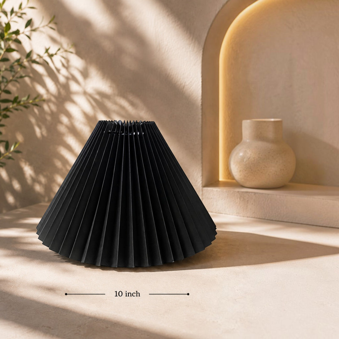 Black Pleated Lampshade Pair