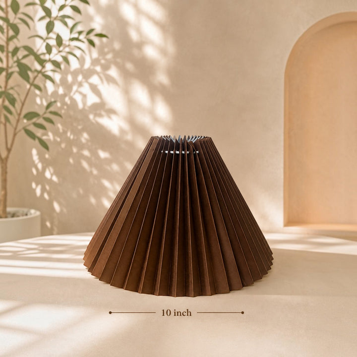 Dark Brown Pleated Lampshade Pair