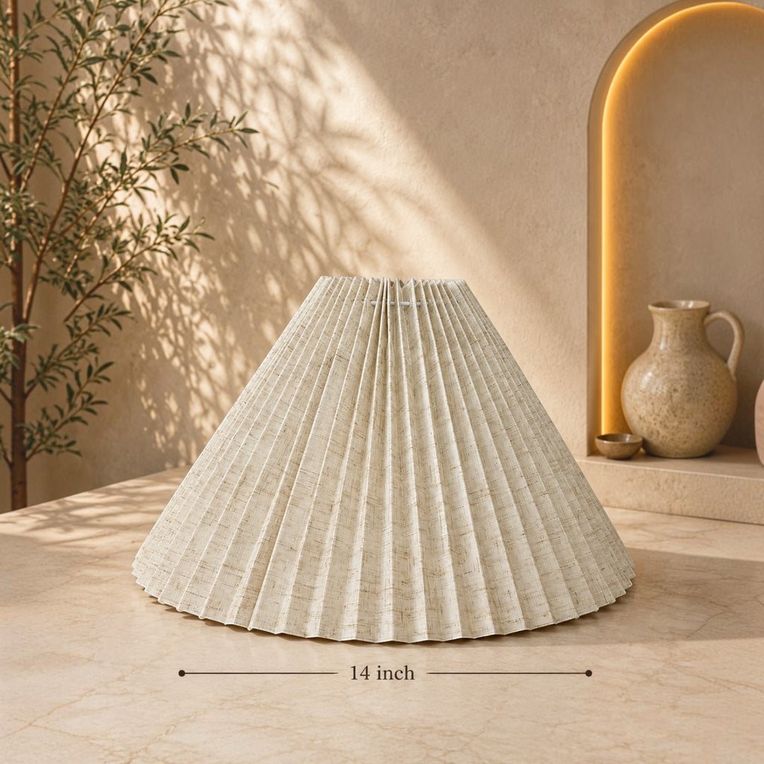 Natural Pleated Linen Lampshade Pair
