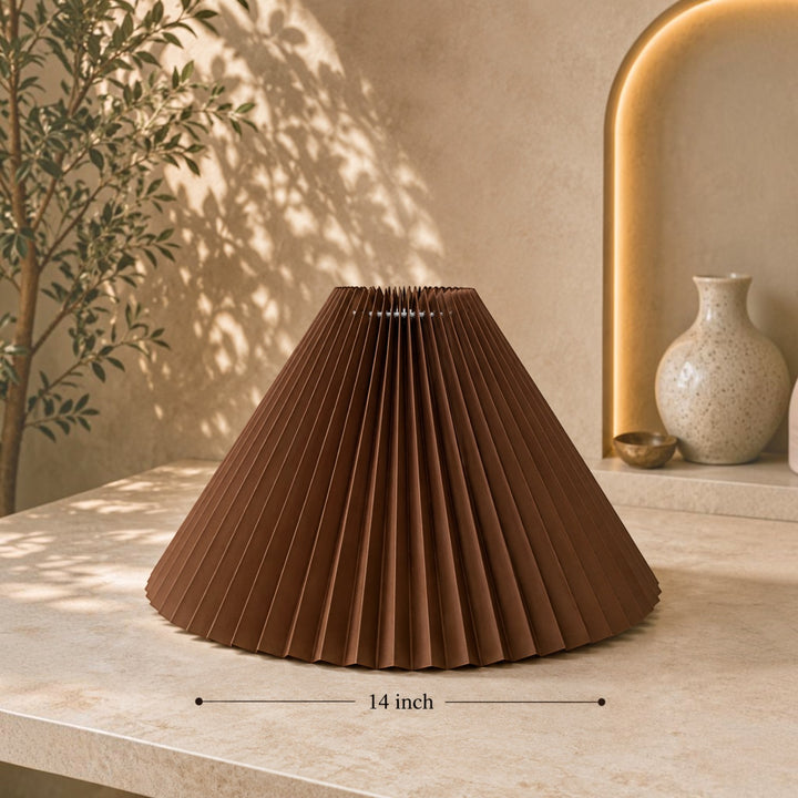 Dark Brown Pleated Lampshade Pair