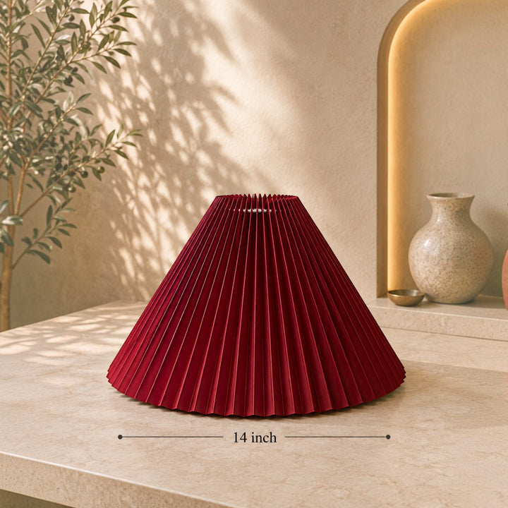 Burgundy Pleated Lampshade Pair