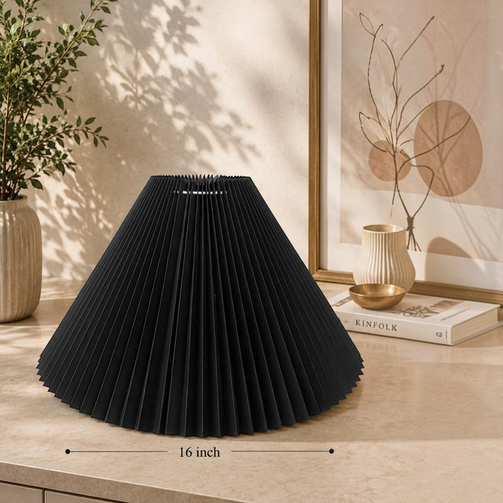 Black Pleated Lampshade Pair