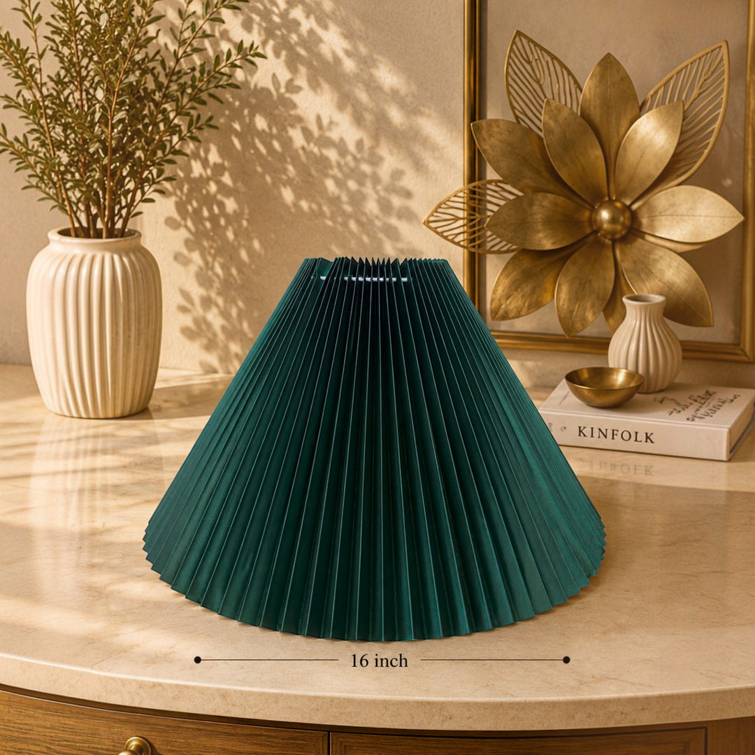 Dark Teal Pleated Lampshade Pair