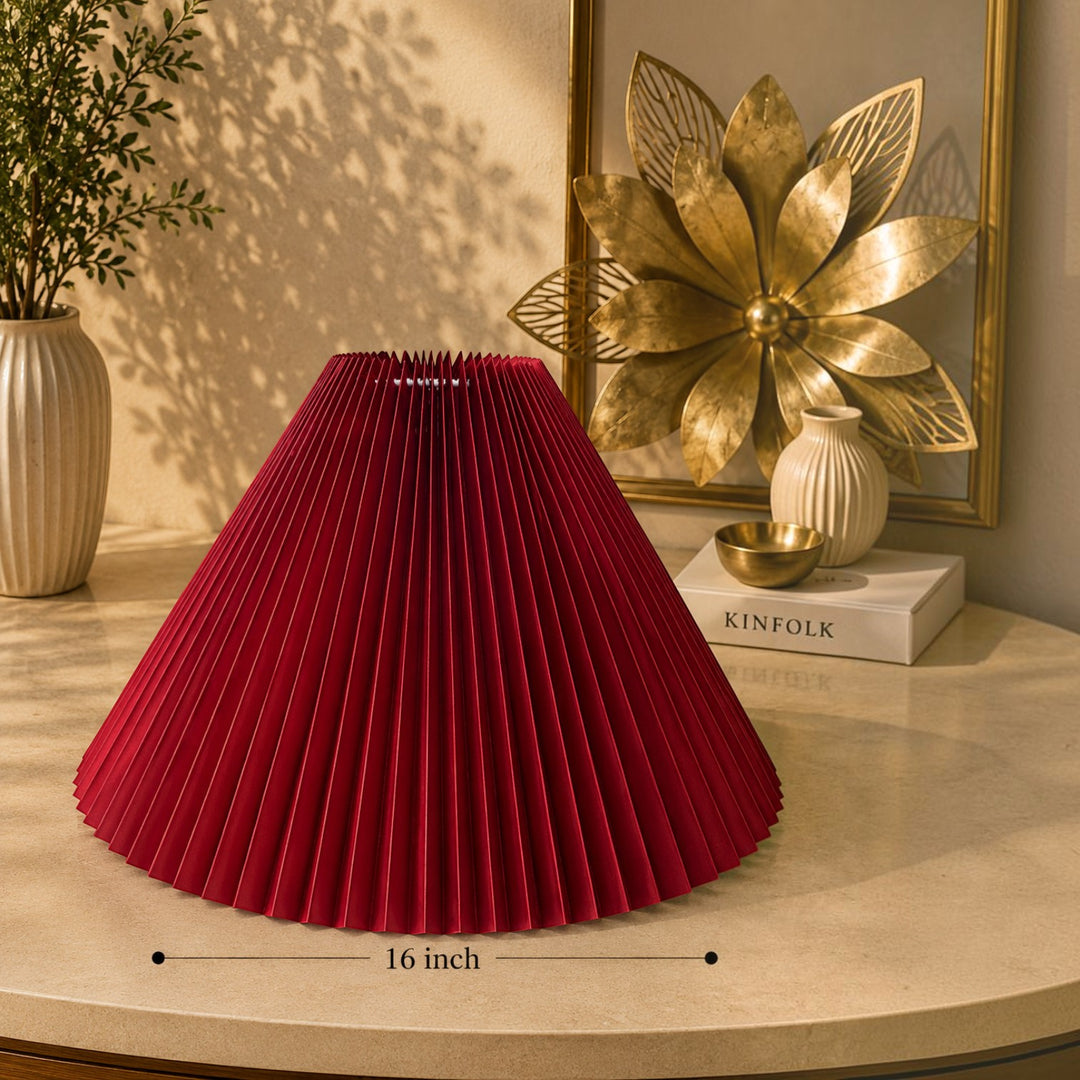 Burgundy Pleated Lampshade Pair