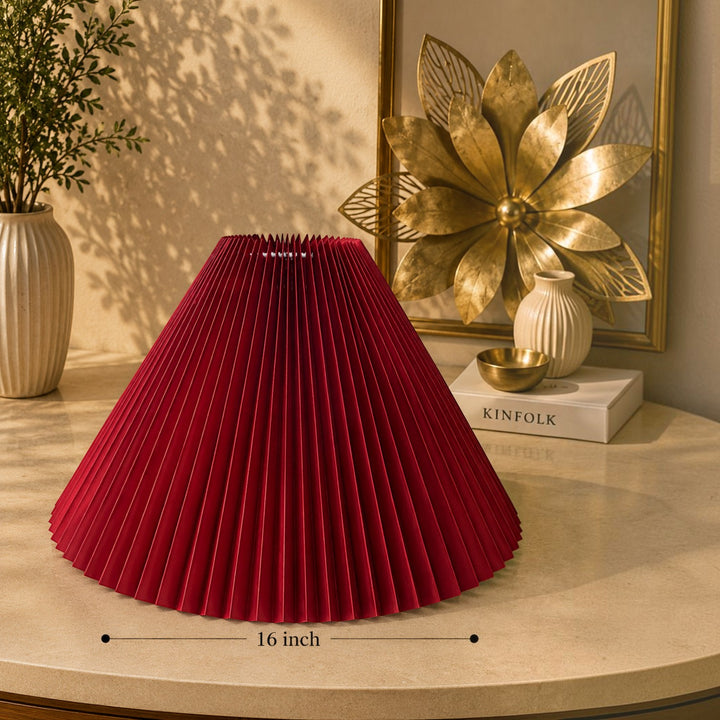 Burgundy Pleated Lampshade Pair